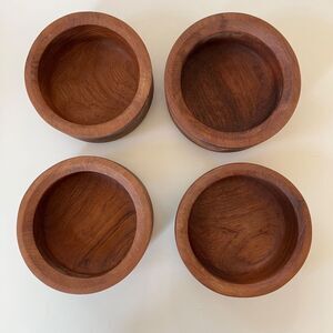 Set 4 VTG Teak Wooden Mid Century Modern Salad Bowls GoodWood Thailand Teakware